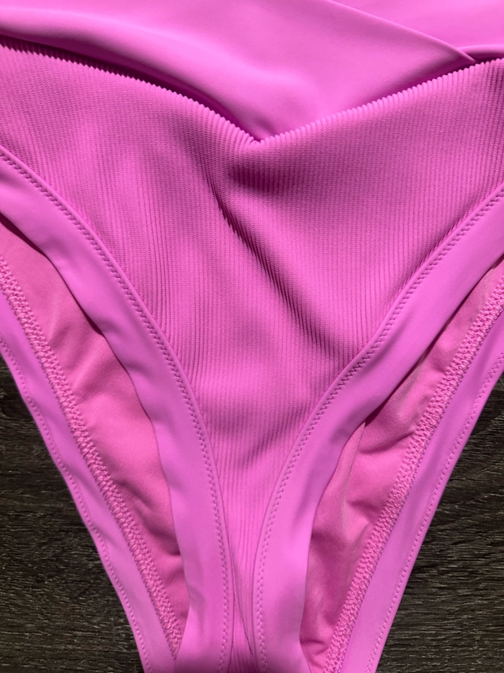 Aerie Hot Pink Ribbed High Cut Cheeky Bikini Bottoms m - Picture 3 of 4